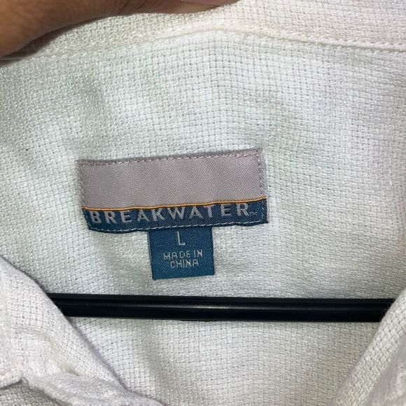 473. Breakwater 100% linen beachy button down short sleeve top - Picture 6 of 6
